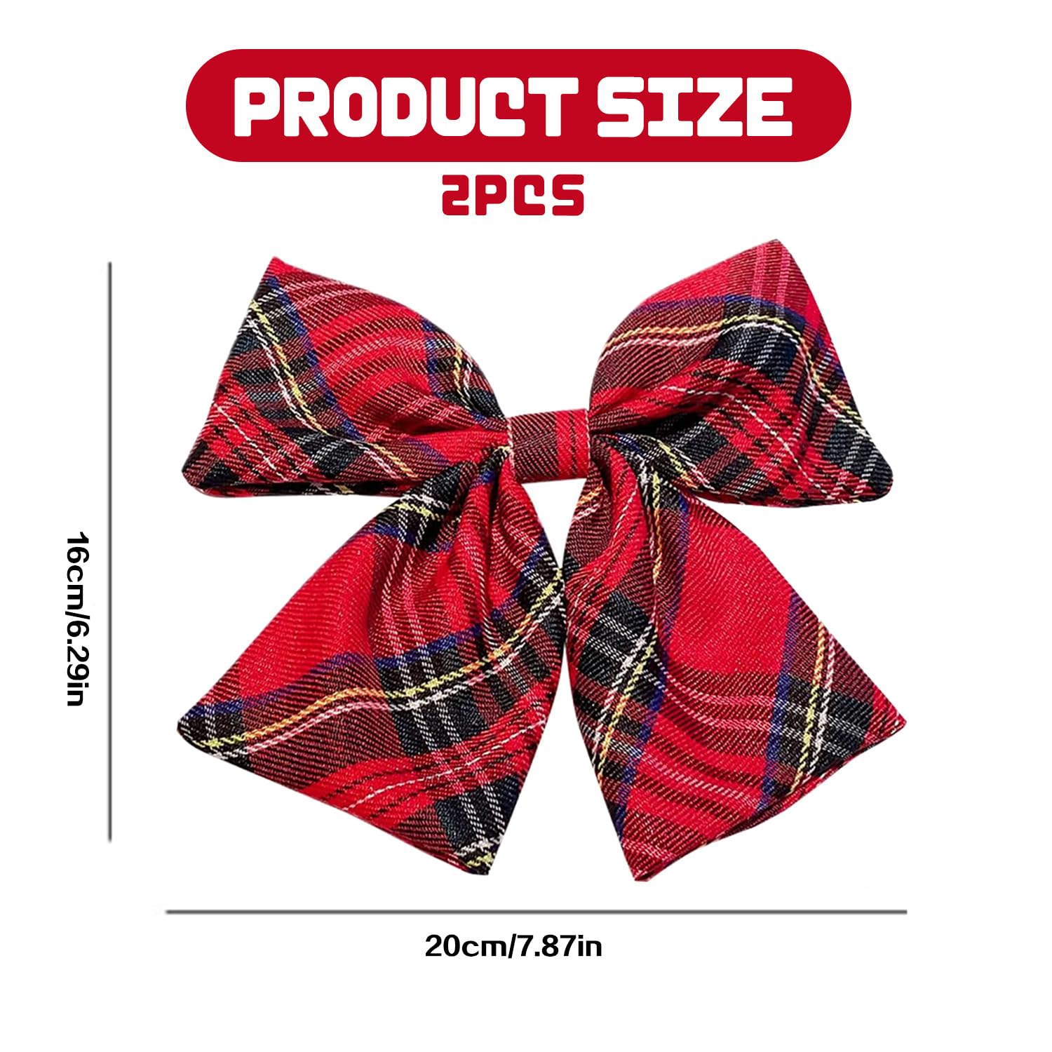 2PCS Tartan Bow Knot Hair Clips - Classic Scottish Plaid Hair Accessories for Women & Girls, Secure & Elegant Clips for Daily Wear - Image 2