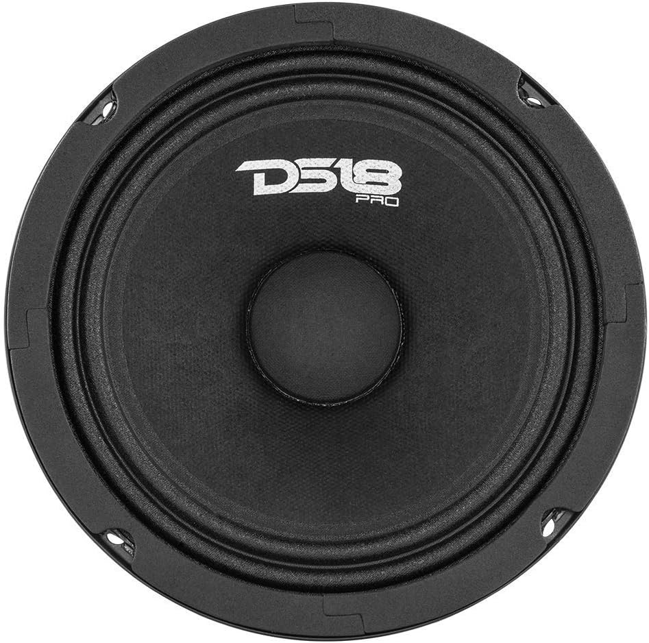 DS18 Car Audio Door Speaker Combo With Amplifier - 4 x 6.5 Midrange PRO-GM6.4 4-Ohm Speakers With 4 Channel Class D CANDY-X4B - Compact Mini Amplifier With Premium Quality Speakers