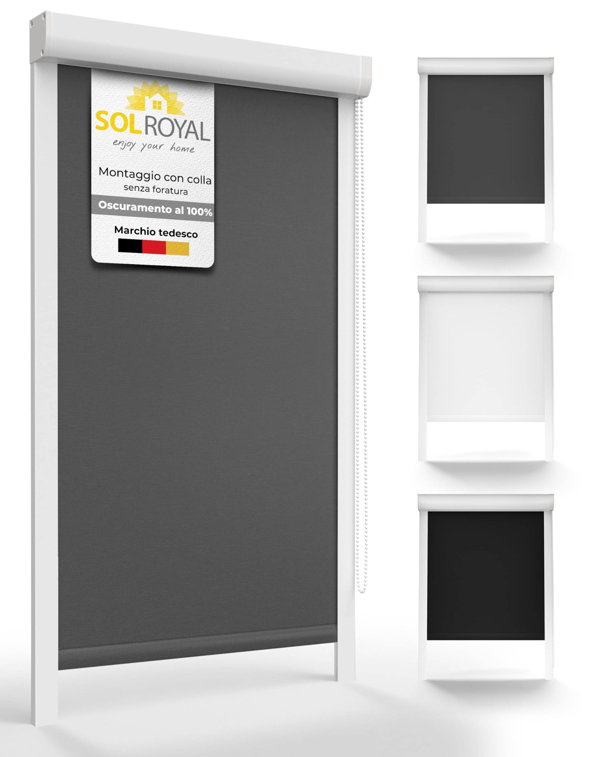 Sol Royal Tenda a rullo oscurante SolReflect K24 - tenda termica e isolante con guide laterali 80x175 antracite installazione senza perforare