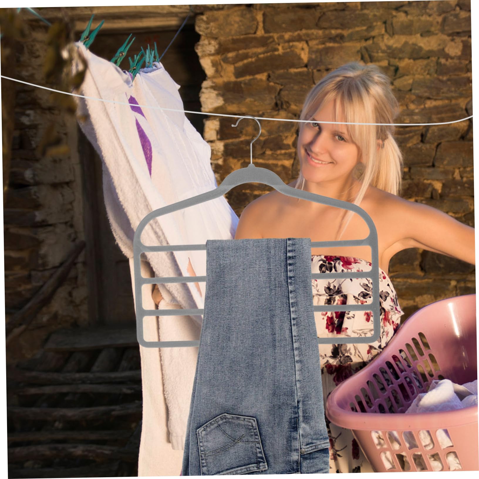 Sosoport Perchas para Pantalones Que Ahorran Espacio, 10 Piezas, Multicapa Superficie de Terciopelo Antideslizante para Colgar Bufandas y Cinturones Hogar