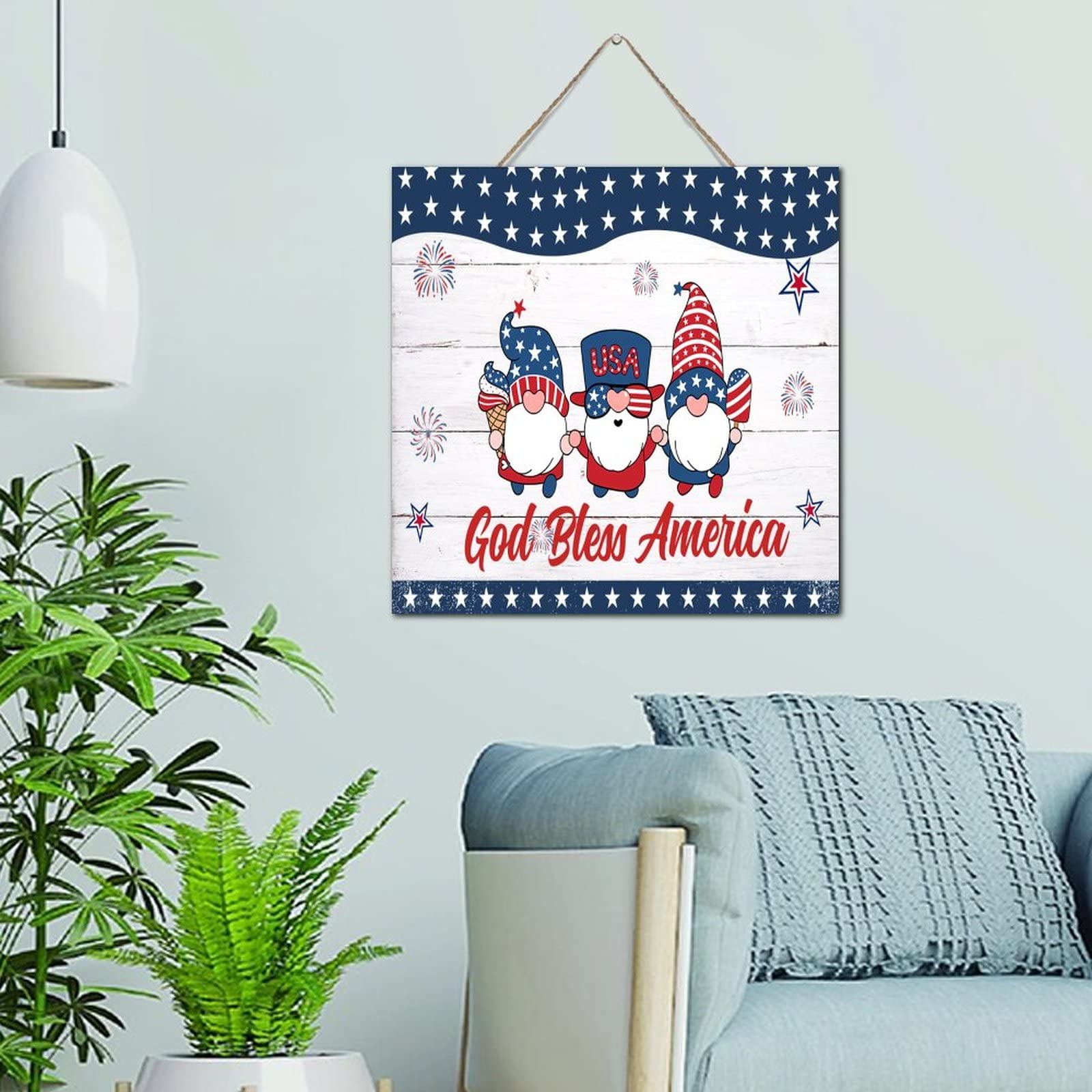 Panneau en bois mignon du 4 juillet des États-Unis au style rustique