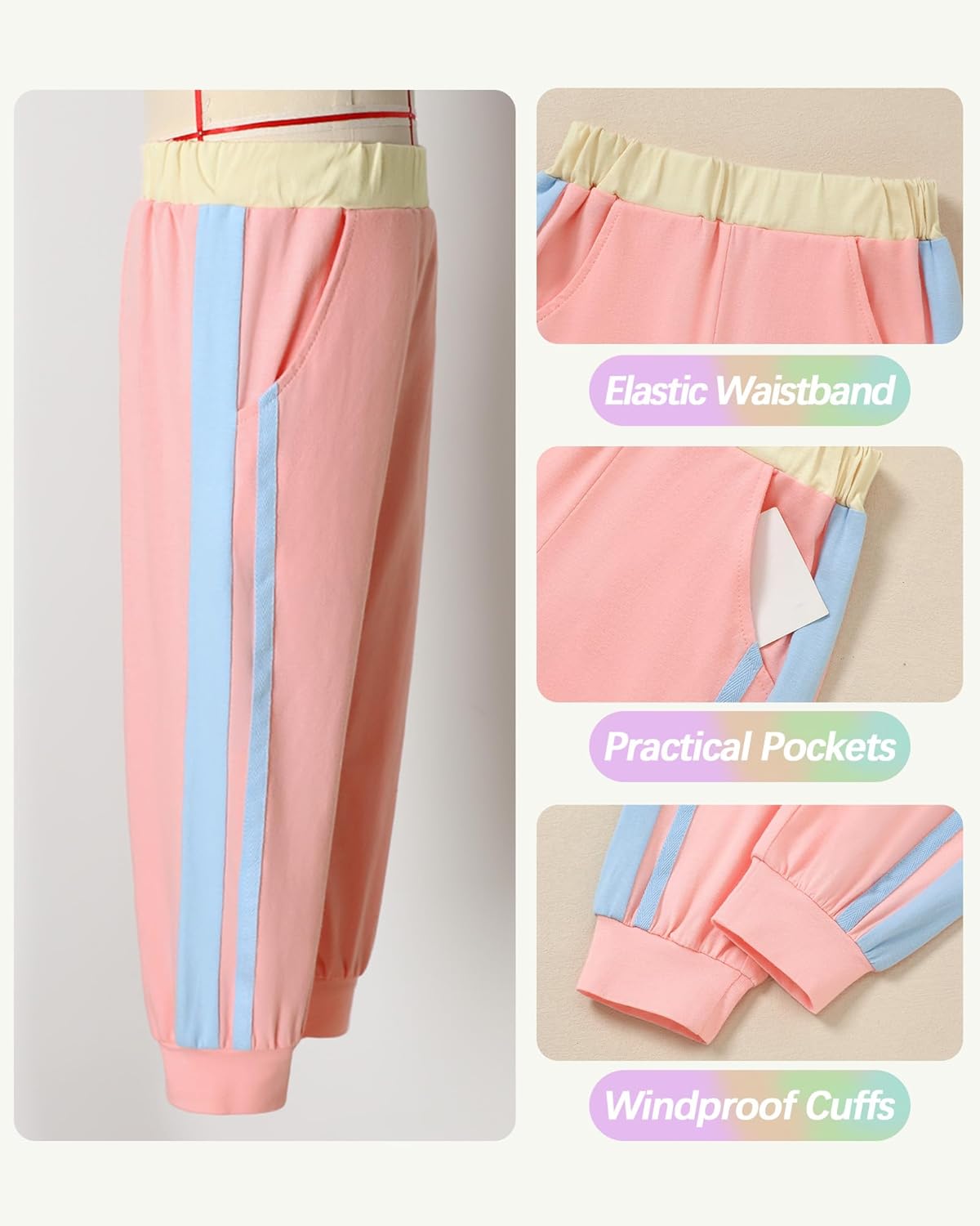 SANMIO Toddler Girl Clothes Outfits Cute Color Block Long Sleeves Top and Pants Sweatsuit 2 Piece Winter Clothing Set - Image 6