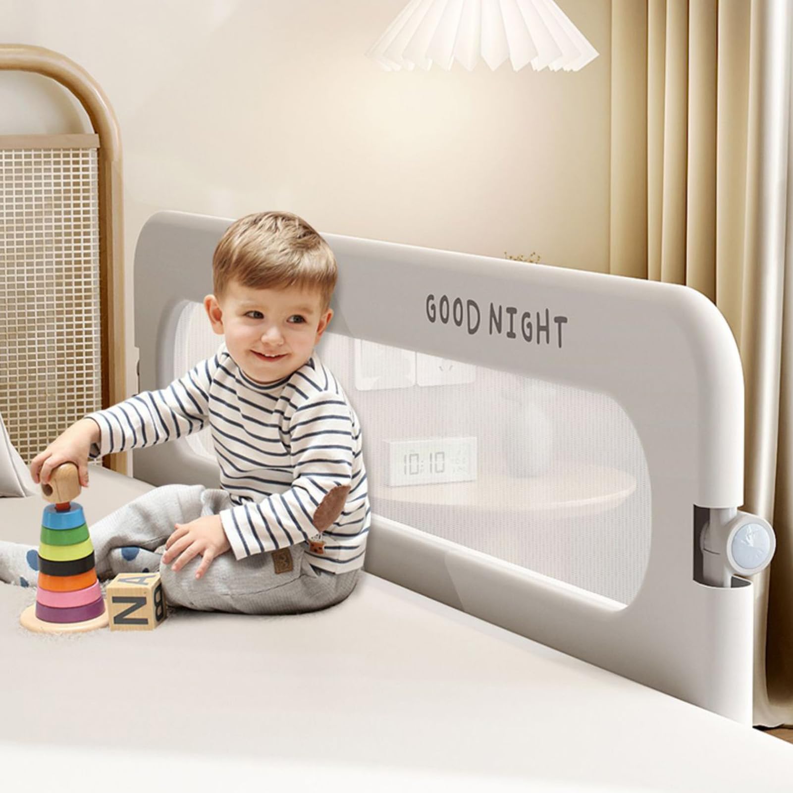 Bettgitter, 200 cm Bettschutzgitter für Kinder, Rausfallschutz Bett, Klappbar, Tragbar, Drop Proof Tragbarer Einseitiger Geländerwächter für Heimreise, Langlebige Sicherheit,