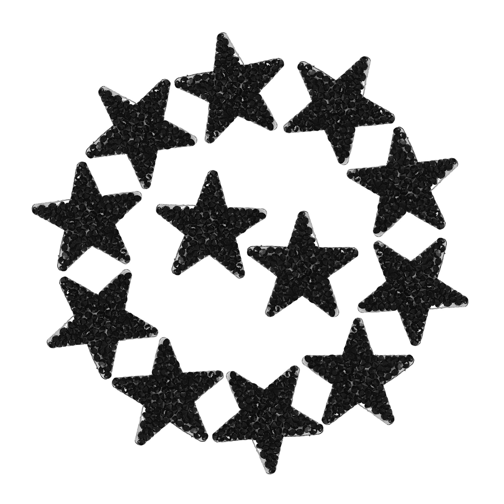 pson 12Pcs Star Shape Hot-Melt Rhinestone Patches, Glitter Crystal Appliques for DIY Crafts, Clothing Repair, Jeans, Bags, and Wedding Decorations(Black)