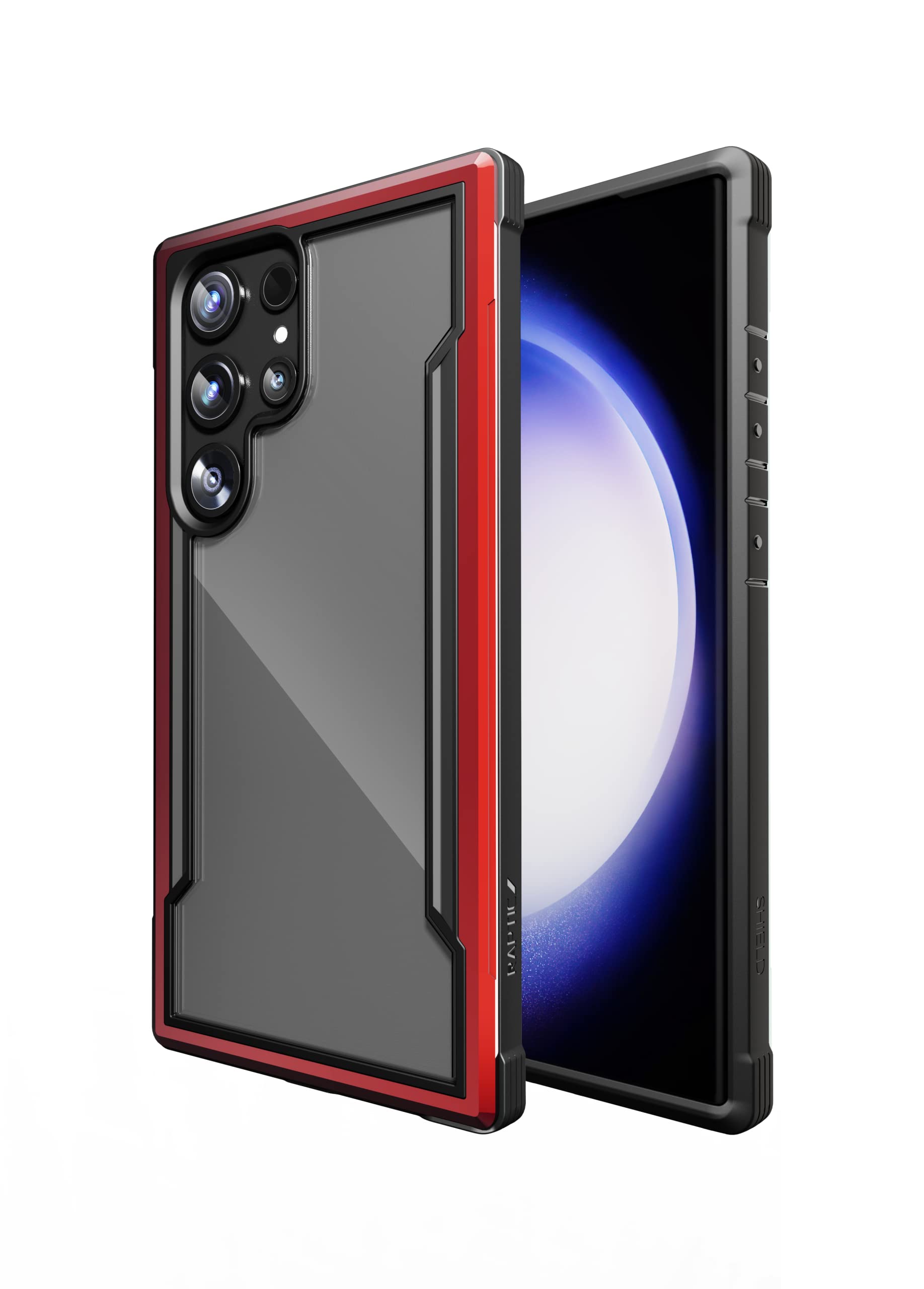 X-Doria RAPTIC Galaxy S23 Ultra Case, Shield (Anodized Aluminum, TPU & Polycarbonate) Protection Case/Cover Designed for Galaxy S23 Ultra (6.8 -Inch) (2023) - Red