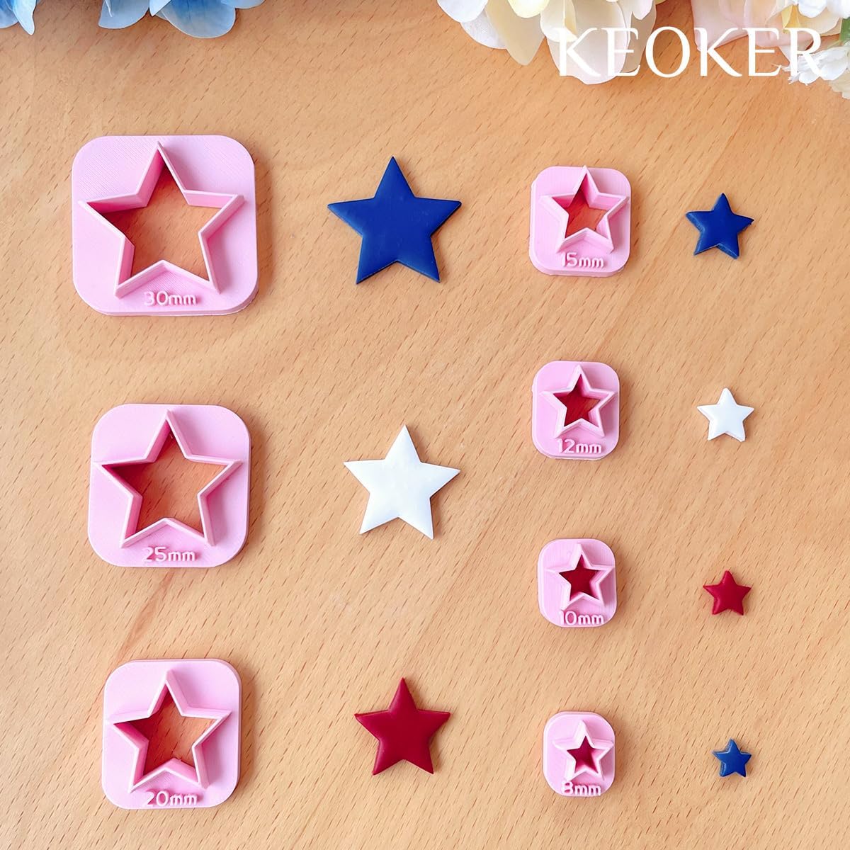 Keoker Stars Clay Cutters - 7 Pcs Fourth of July Polymer Clay Cutters, Independence Day Clay Earring Cutters, 4th of July Clay Cutters, Stars Polymer Clay Cutters (Stars)