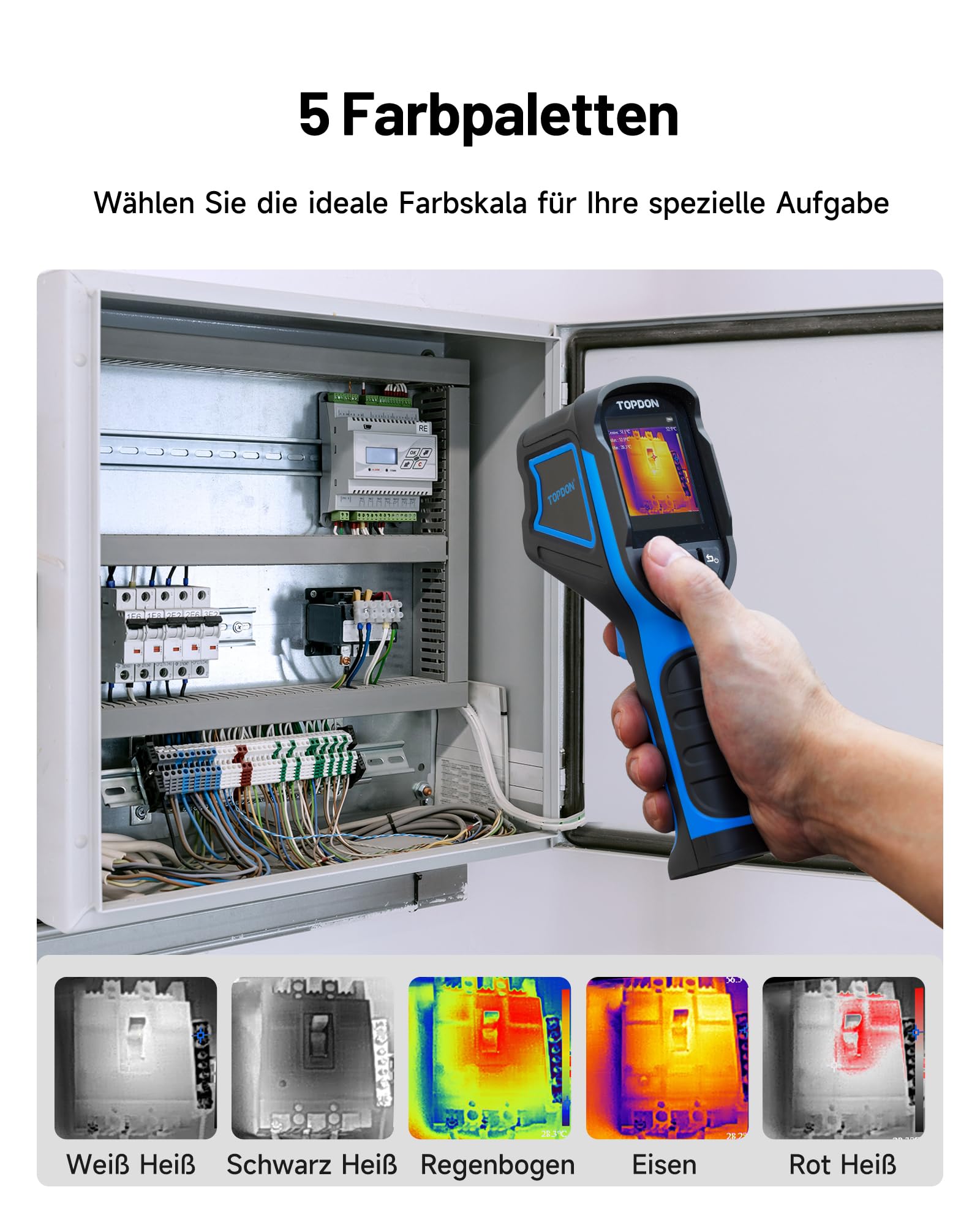 TOPDON TC004 Mini Wärmebildkamera, 240x240 IR-Auflösung Handheld Thermal Camera, 15-Stunden Akkulaufzeit, 25Hz Bildwiederholrate, -20℃ bis 450℃ Temperaturbereich, Hoch-/Tief-Temperaturalarm