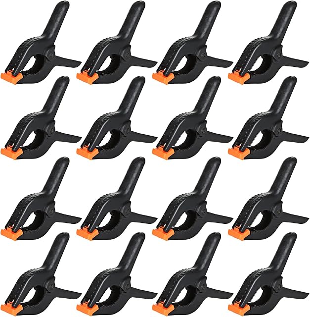 LOLYSIC 16 PCS Spring Clamps, Heavy Duty 6 Inch Nylon Spring Clamps, Large Plastic Backdrop Spring Clamp Clips for Photo Studio Background Woodwork Craft