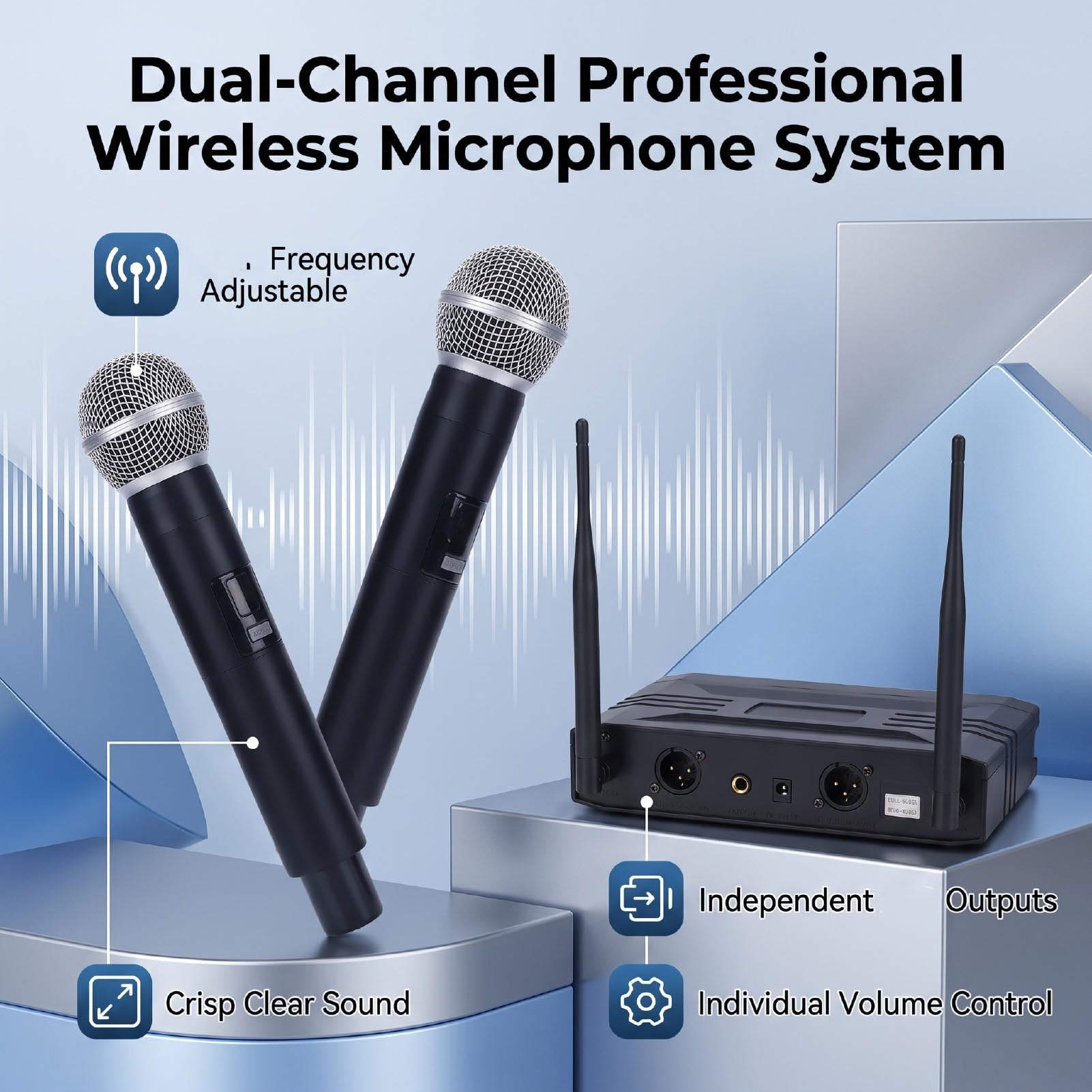 XUMIUZIY Microfonico Portatile Wireless, Doppio Canale per Palco per Conferenze Karaoke (Spina europea)