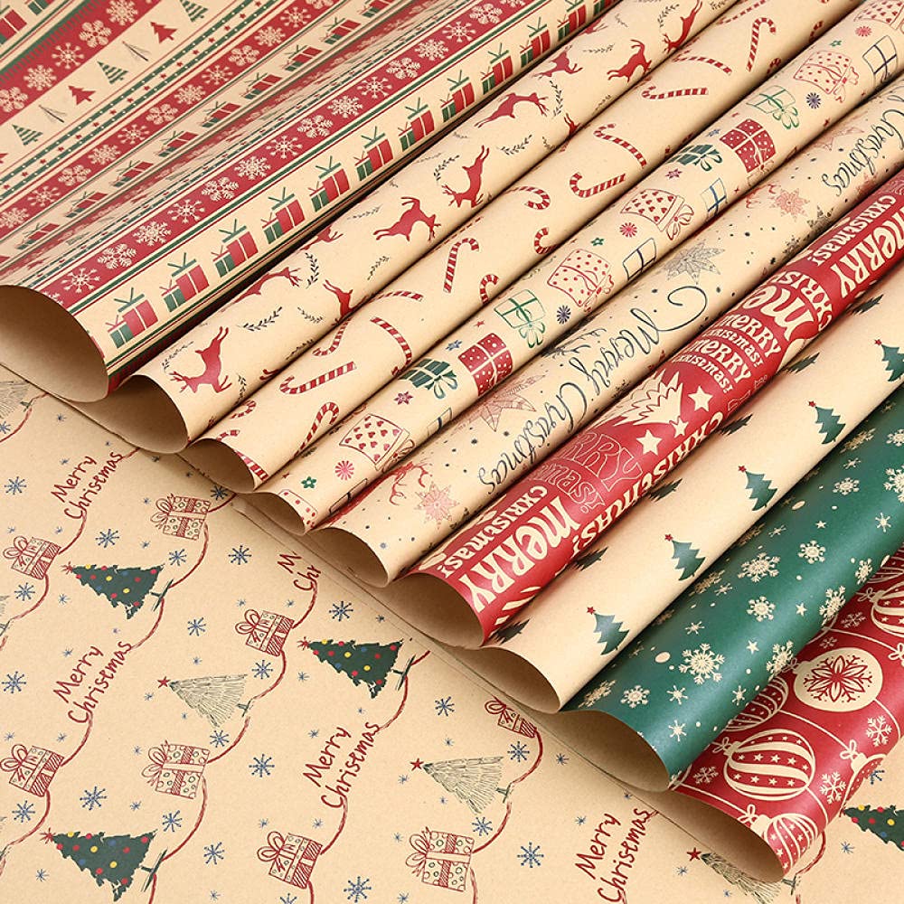 Papier Do Pakowania Prezentów Papier Do Pakowania Prezentów10 Pc Grube Boże Narodzenie Kraft Pakowanie Papier Kwiat Papier Papier Pudełko Boże Narodzenie Prezent Papier Do Pakowania-H.