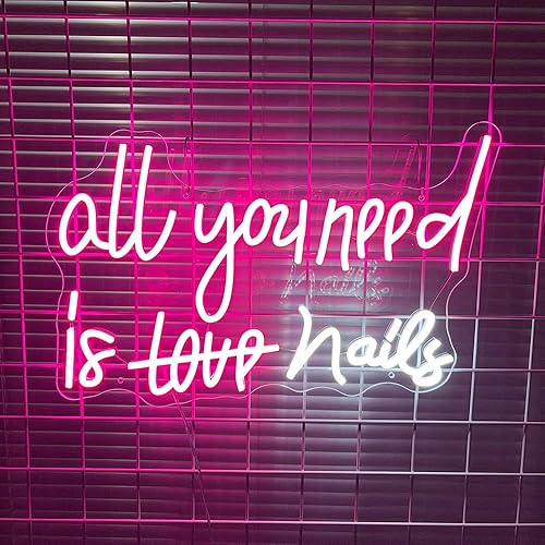 Miniatura 5 de Letrero de neón con texto en inglés «All You Need Is Nails» (Todo lo que necesitas es uñas), decoración de pared, decoración de pared LED, para Uñas