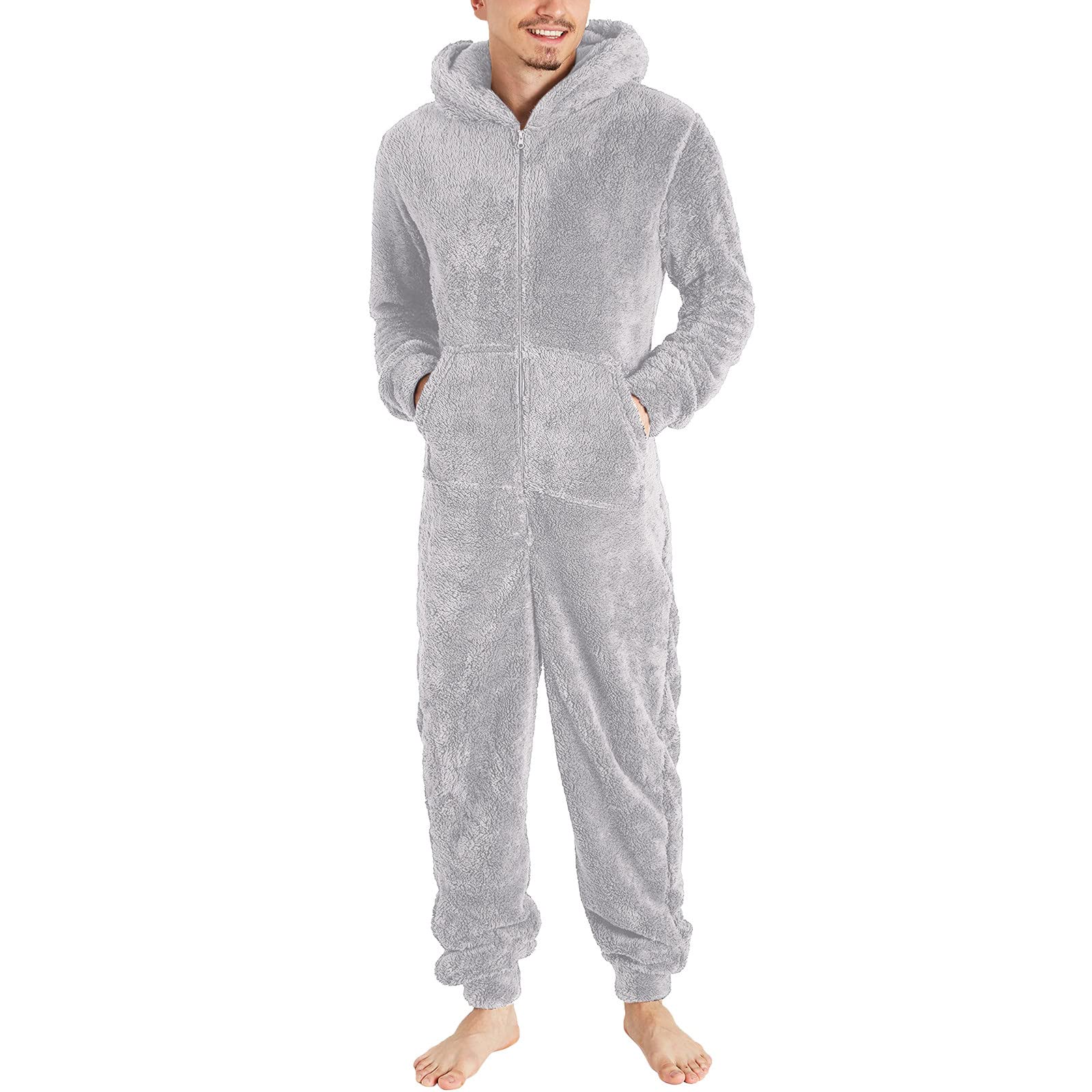 Mens Pyjamas Fleece Hoodie Nightwear VESNIBA Cotton Pyjama Set