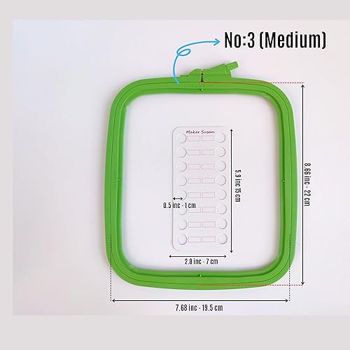 Miniatura 4 de Nurge - Juego de 3 aros de bordado cuadrados verdes de 3 tamaños aro de punto de cruz aros de aguja de perforación con fabricante tarjetas
