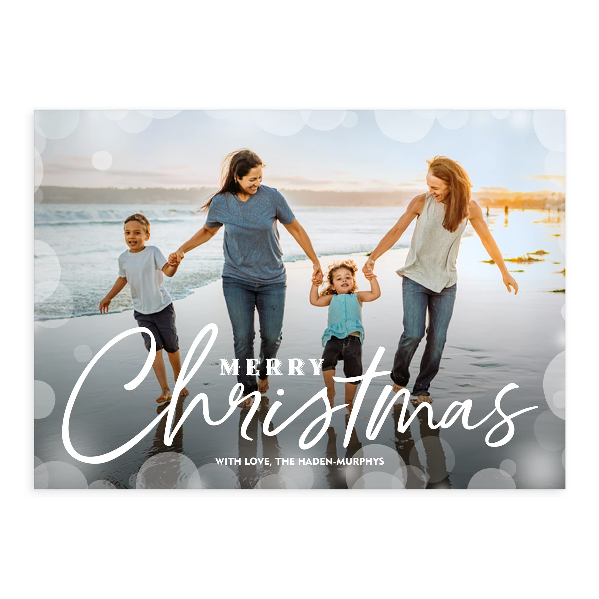 Let's Make Memories Personalized Photo Christmas Cards with Envelopes - Premium Quality - 5x7-2025 Holiday Cards & White Envelopes - Bokeh Shimmer -