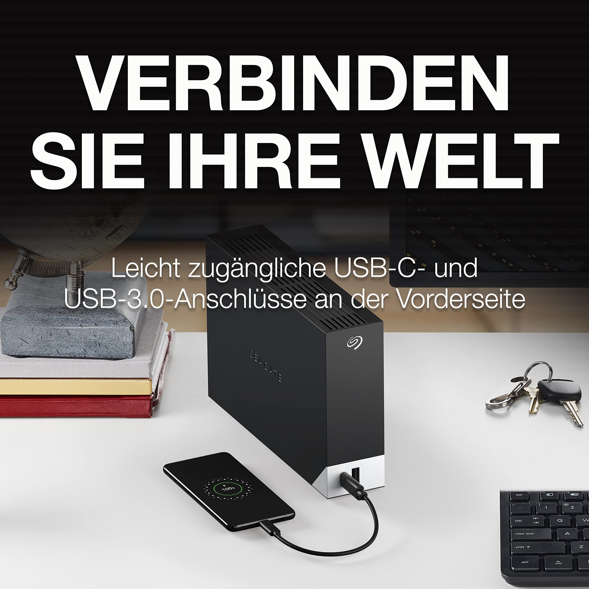 Seagate One Touch HUB 8TB, Externe Festplatte, 2 fach USB Hub, 3.5 Zoll, USB 3.0, PC, Notebook & Mac, inkl. Data Rescue Service (STLC8000400)