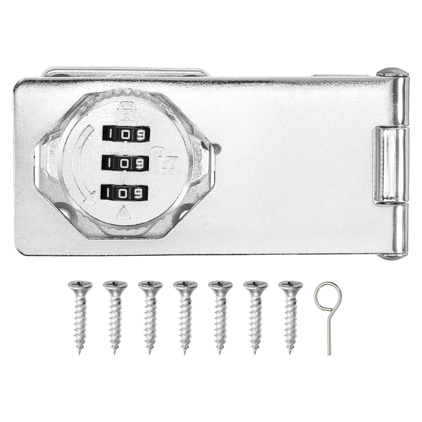 PATIKIL Cabinet Password Hasp Lock (96mm, Silver), 3-Digit Security Combination Latch Lock Keyless Hasp Latch, Suit for- Closet/Cupboard/Drawer/Barn/Garden