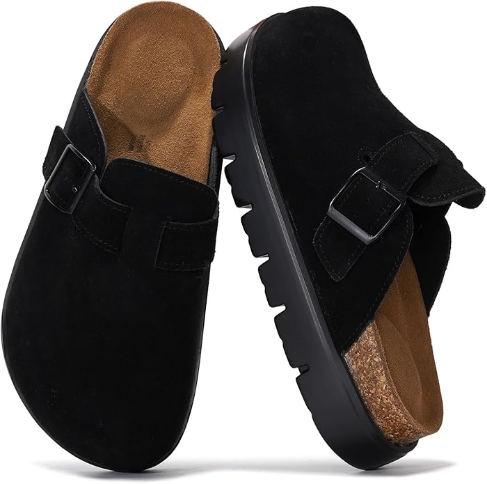 Project Cloud Genuine Leather Platform Clogs for Women Footwear - Memory Foam Arch Support Cork Footbed Casual Shoes & Mules for Women 2025 (Benton Chunky)