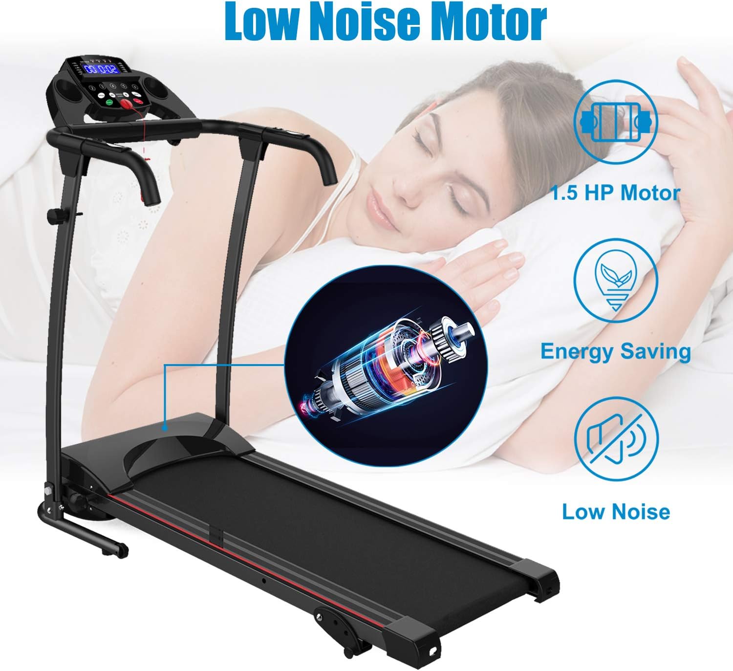 SHAREWIN Treadmill Folding Treadmill for Home with Incline 220 lbs Running Exercise Machine, Portable Treadmill with LCD and Mobile Phone Holder Perfect for Home Fitness Jogging Walking
