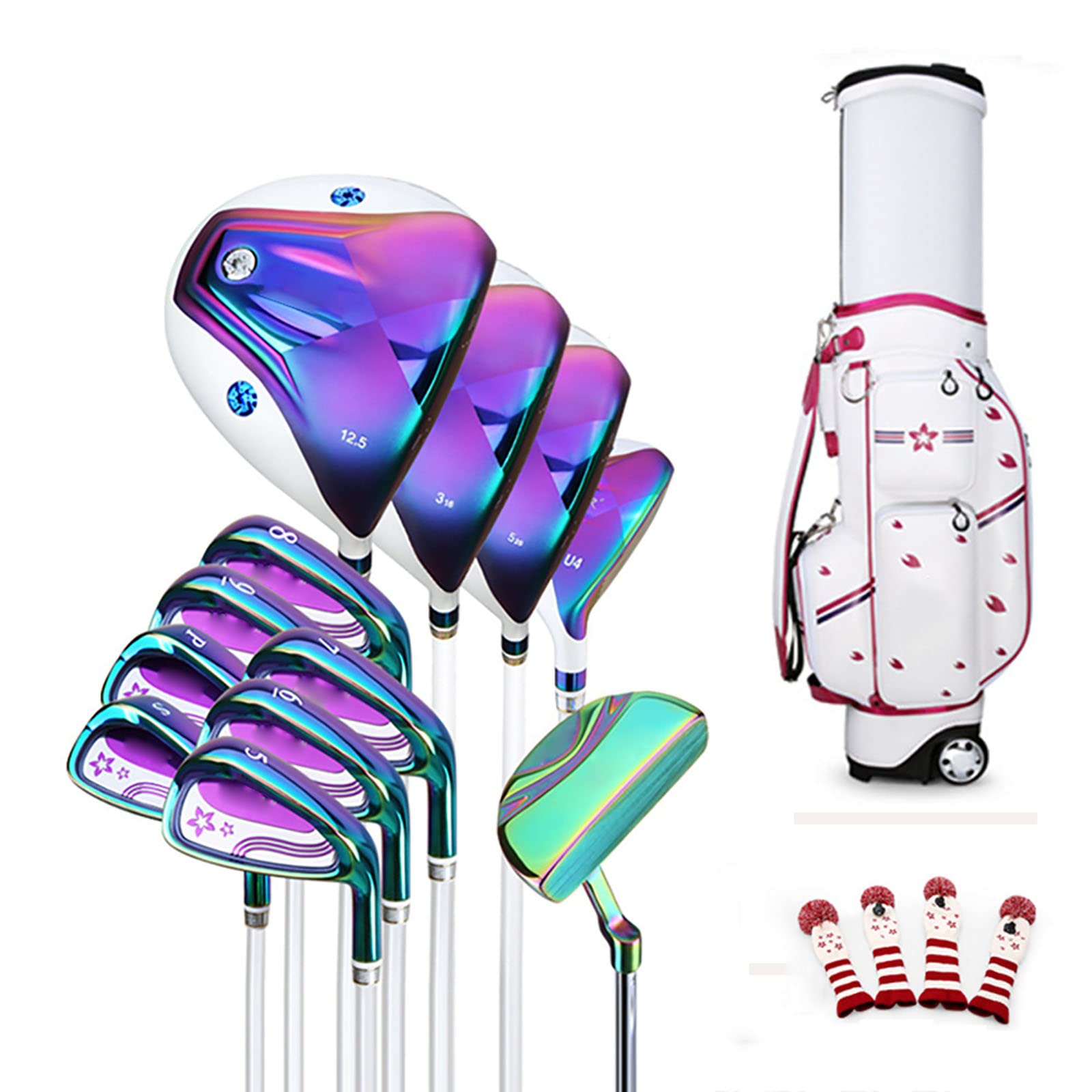 Complete Golf Clubs for Women, Golf Clubs Set, Golf Learning Training Set, Carbon Shaft 12 Clubs, With Cue Bag