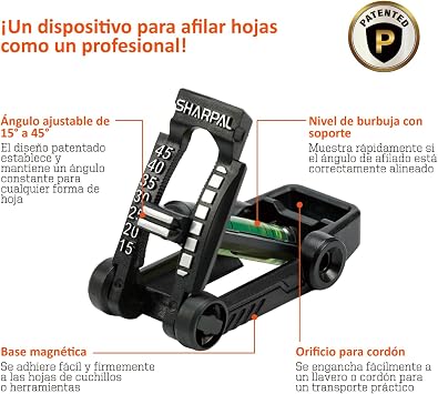 SHARPAL 194H Stone Knife Sharpener, Angle Guide for Chisel Sharpening, Knife Edge Angle Finder, Sharpening Trainer (15° to 45° Angle)