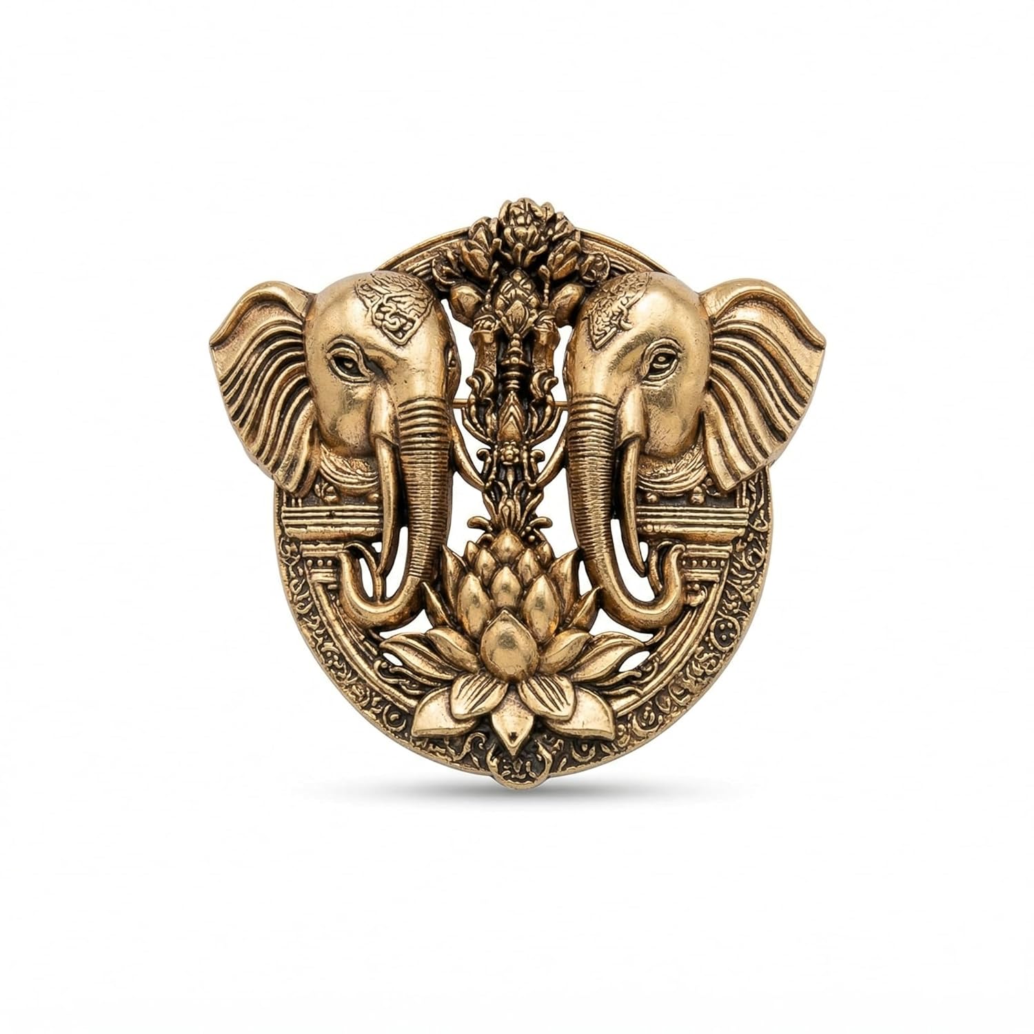 Vintage Elephant Brooch Pin, Antique Gold, Lapel Pin Badge for Wedding Party, Ethnic Designer Jewellery, Blazer Coat Suit 