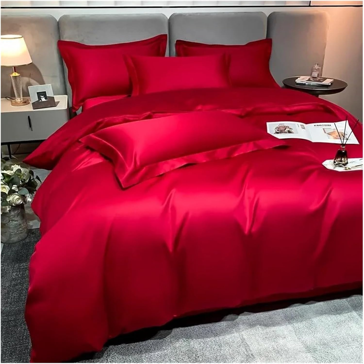1000TC Long Staple Cotton Premium Bedding Set Luxury Quality Soft Super King Family Size Plain Duvet Cover Bed Sheet Pillowcases,Bed