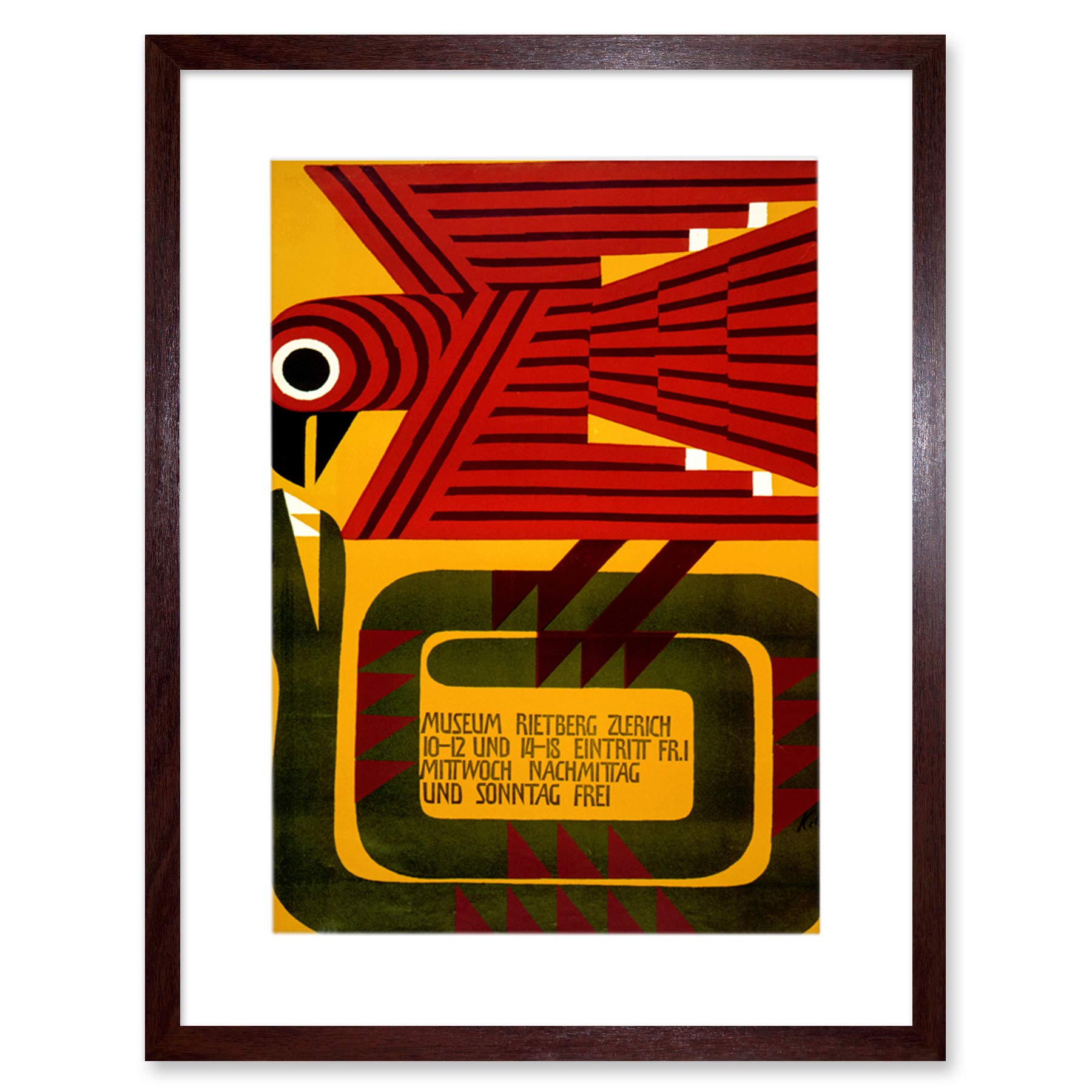Wee Blue Coo Exhibition Rietberg Museum Zurich Bird Snake Artwork Framed Wall Art Print 12X16 Inch