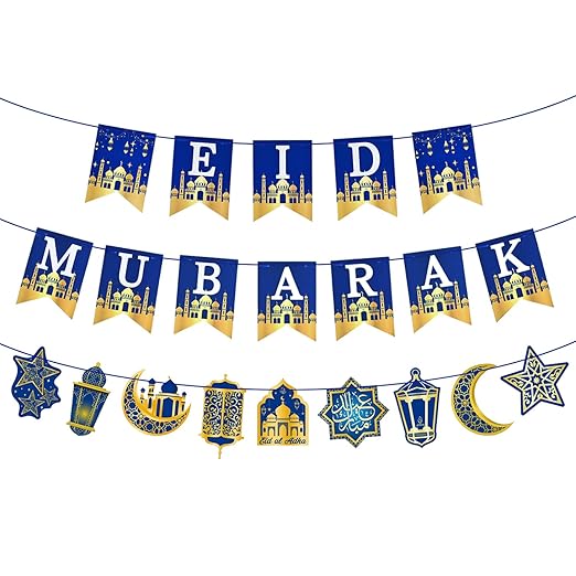 AhfuLife Eid Decorations, Eid Mubarak Decorations Banner Bunting