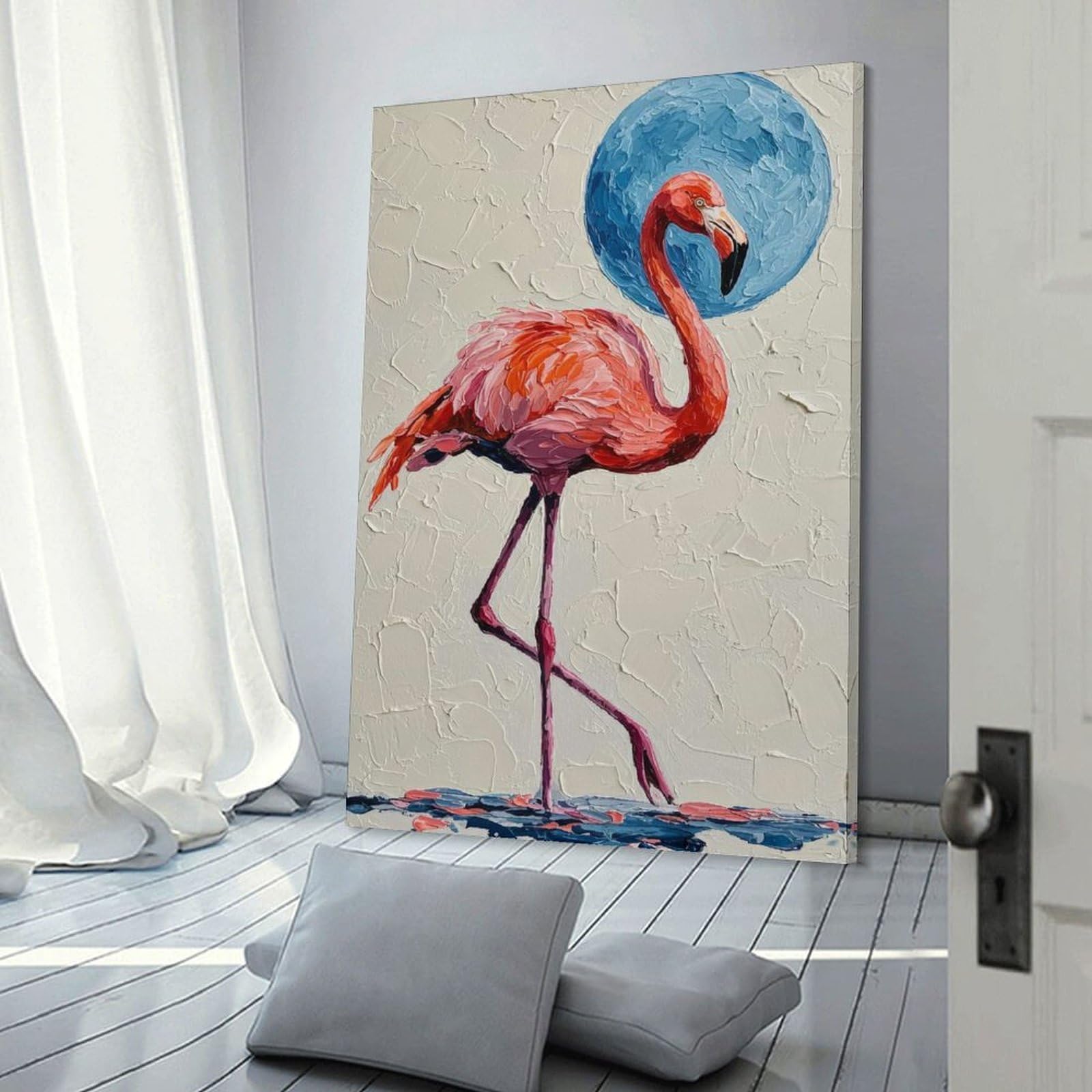 Junmoney Frame-Style-5 Pink Flamingo Painting Hanging Wall Art, 20X30inch(50X75cm), For Bedroom Decor, Cosy Corners Or Studios, An Easy Wall Refresh For Bedrooms