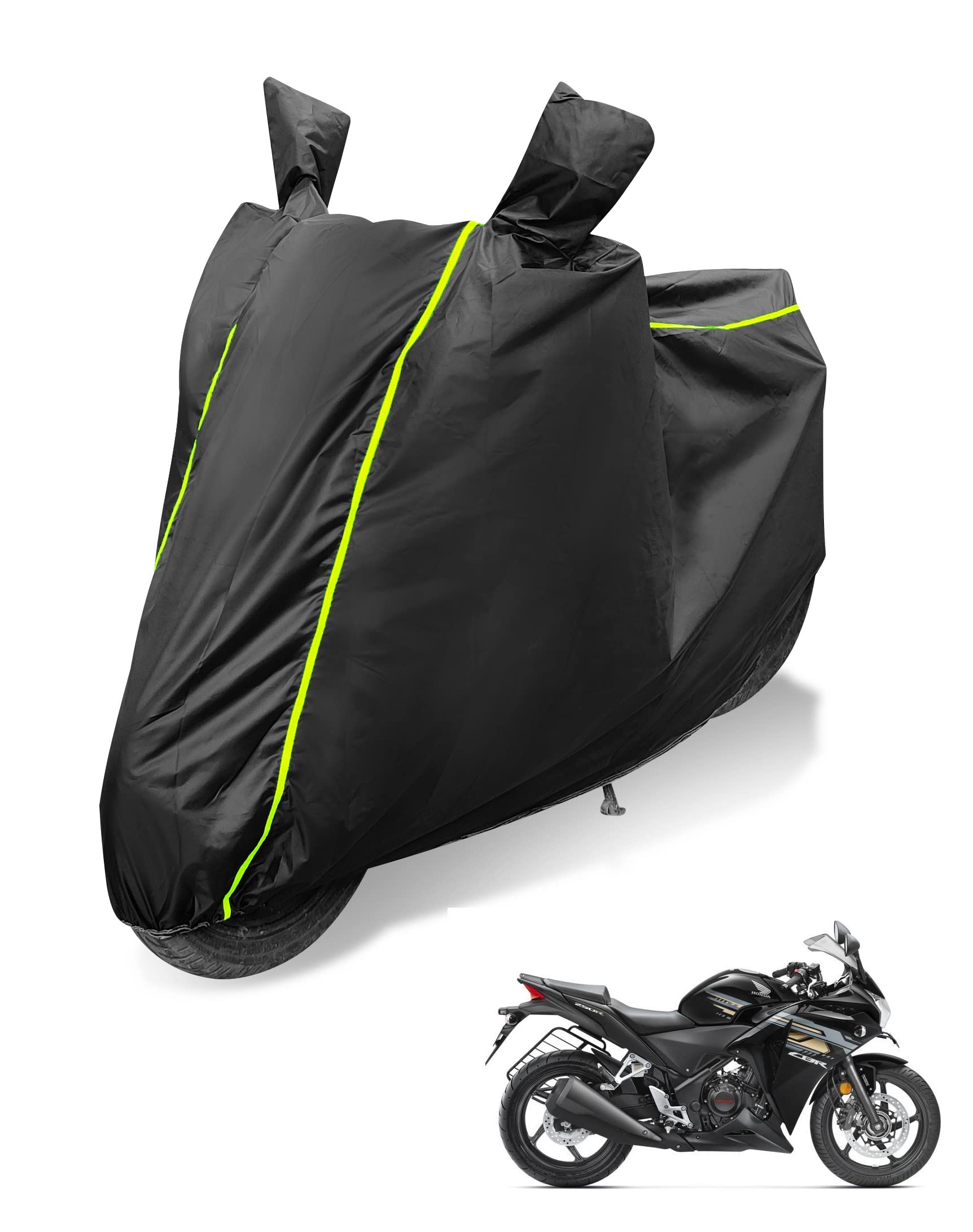 Auto Hub 100% Waterproof Bike Body Cover for CBR 250R Coated, Dustproof UV Protection Custom Fit Bike Cover-(Black)