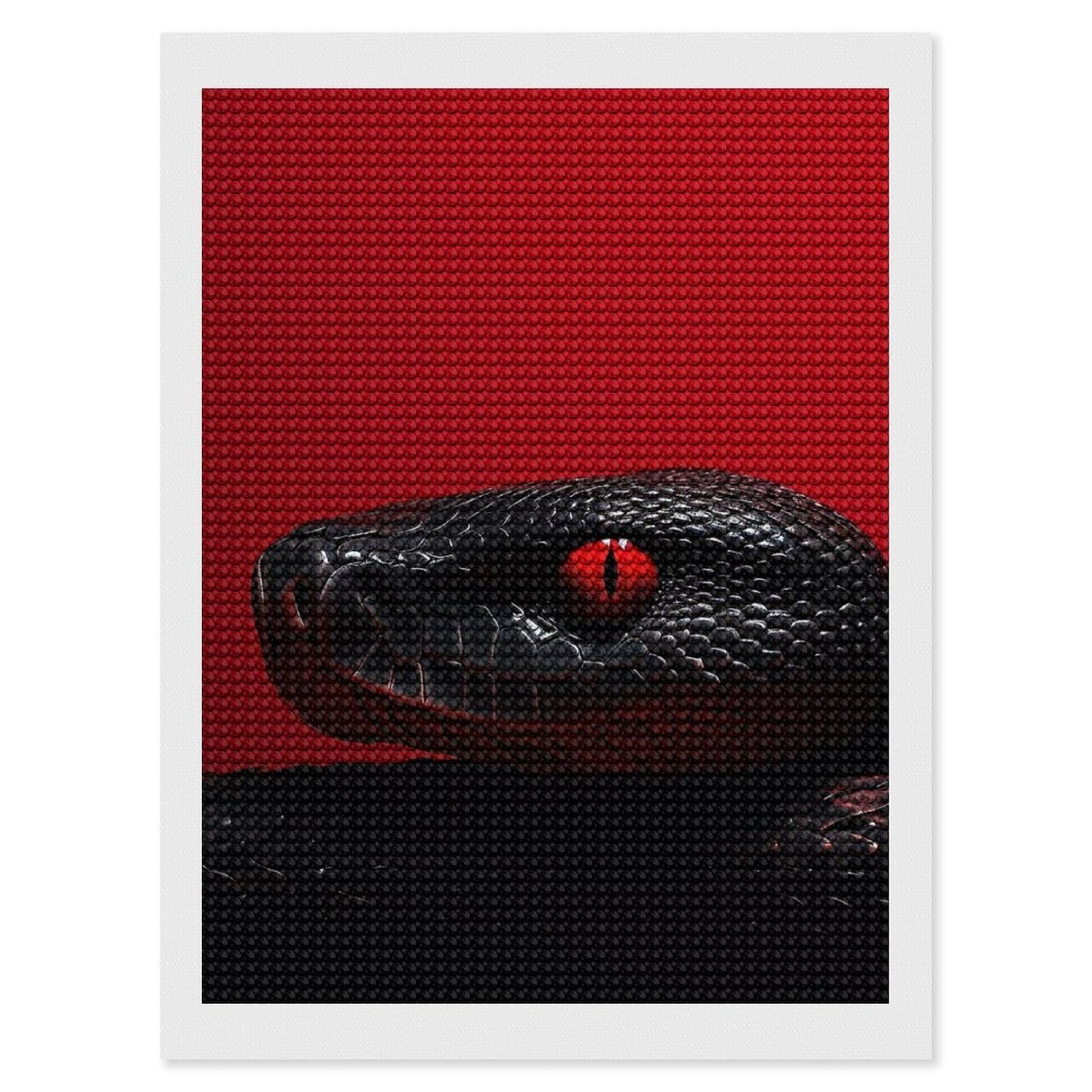 FodPand Diamond Art Kits for Adults, 5D Aurora Diamond Painting Kits for Beginners, Red Eyed Snake DIY Full Drill Dots Gem Art Paint Crafts for Home Wall Decor 12"x16"