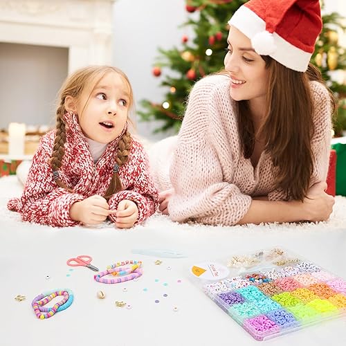 Miniatura 4 de QUEFE 5400 cuentas de arcilla para hacer pulseras, kit de cuentas de arcilla polimérica de 18 colores, kit de fabricación de joyas con cuentas