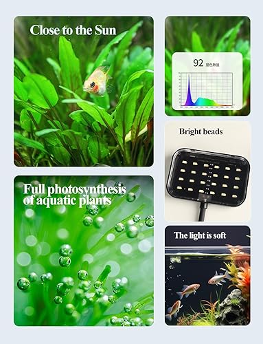 Miniatura 2 de Boxtech Luz LED para pecera, pequeña luz de clip para acuario, luz de abrazadera LED blanca de 8 W, luz plantada de espectro completo USB de 4.53