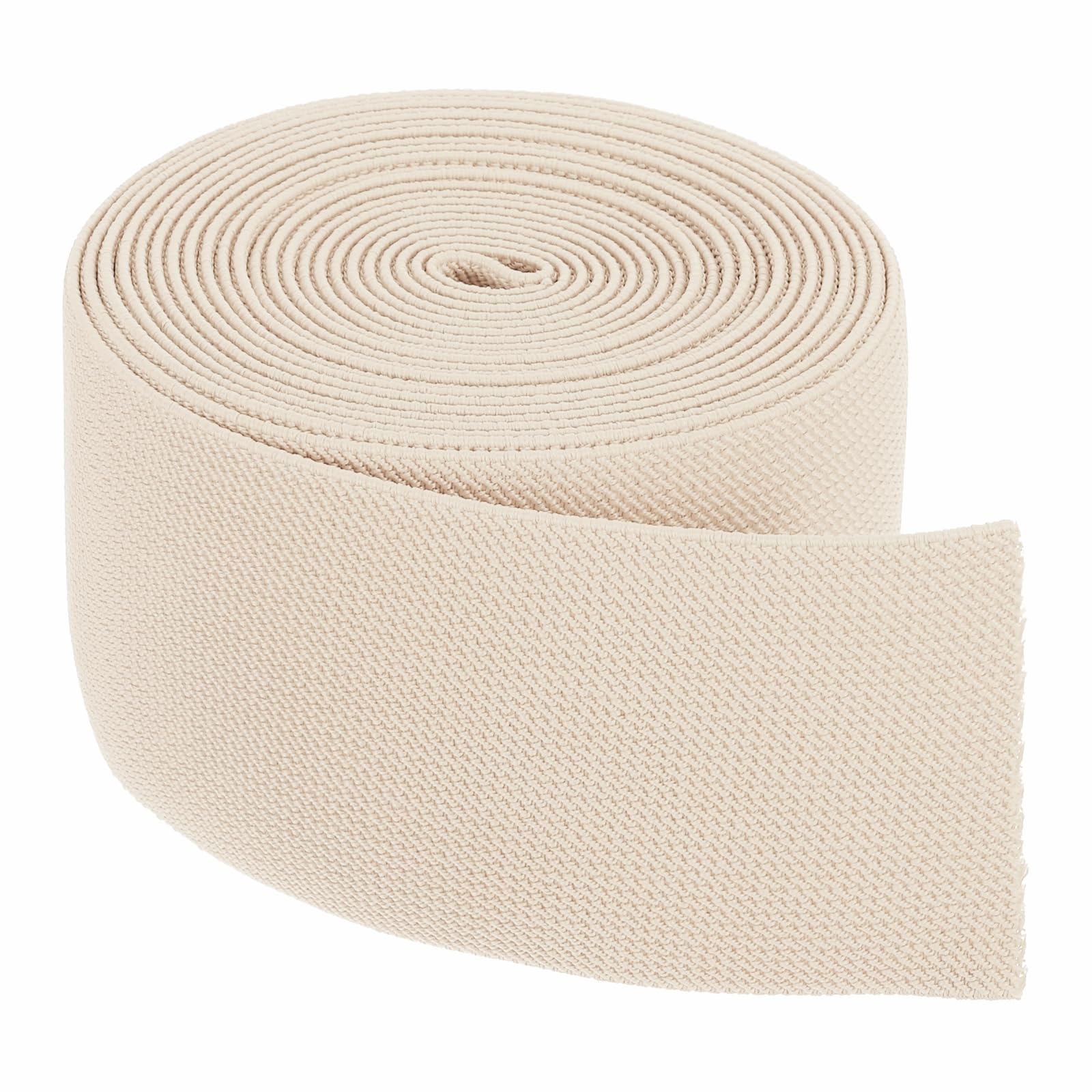sourcing map Elastic Bands for Sewing 7.5cm x 4.6m Beige Knit Elastic Spool High Elasticity for Wigs, Waistband, Pants, Craft DIY Projects