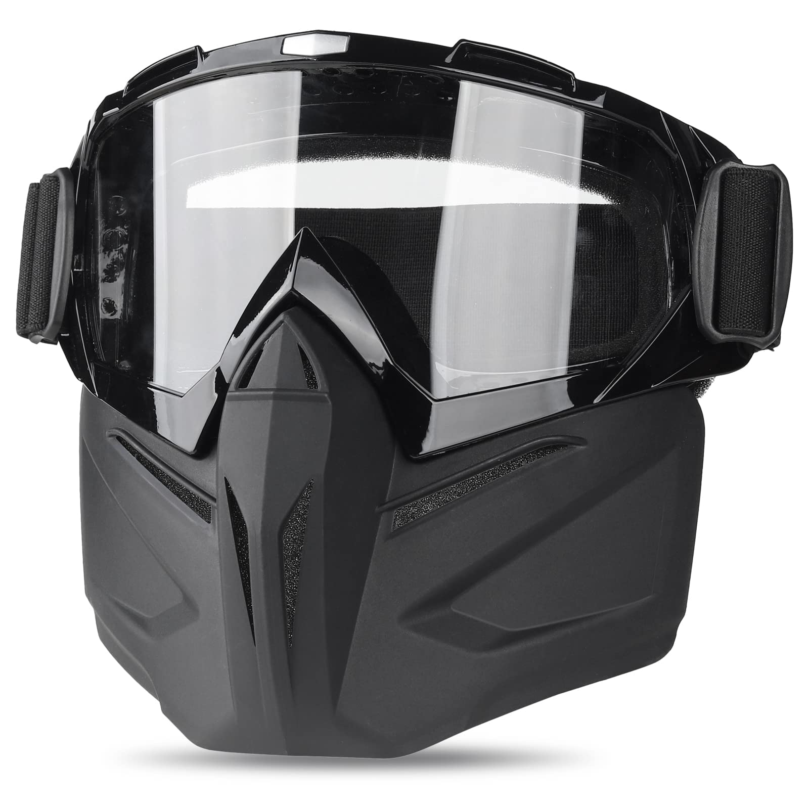 Excefore Motorcycle Goggles Detachable Face Mask, Airsoft Mask Full Face,Protective Gear Compatible with Helmet for Men Women Kids Youth,Detachable Clear Goggles for Motorcycle ATV Dirt Bike