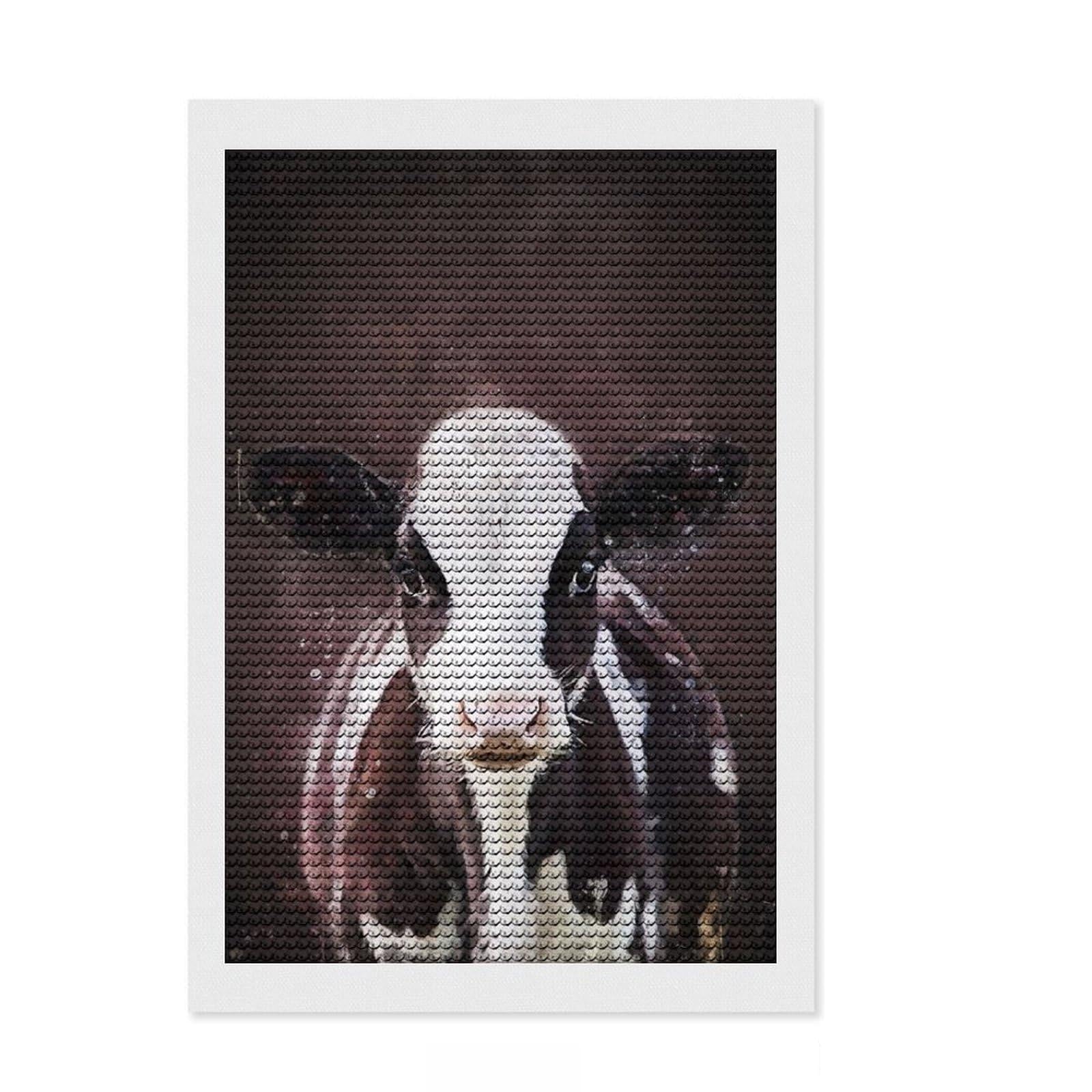 Junmoney Cow Splatter Round Drill Diamond Painting 8"x12", Christmas Gift, Boho Decor, Aesthetic Room Decor, Relaxing Handmade Project