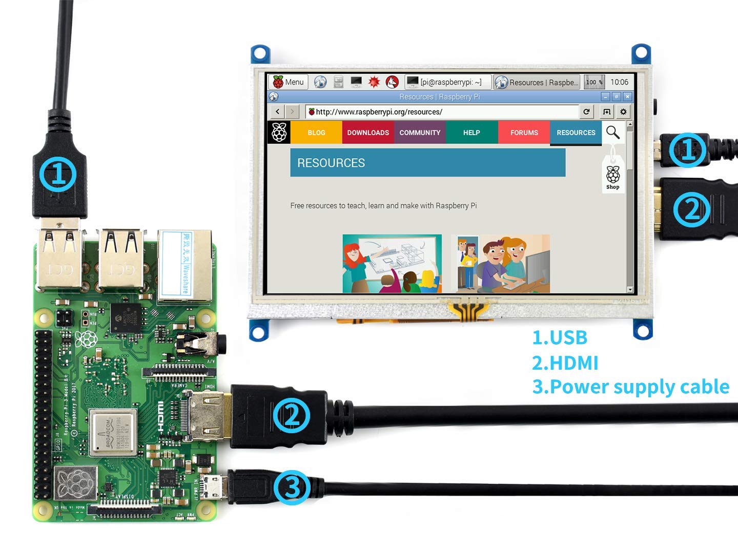 Amazon.co.jp: waveshare 5インチ Raspberry Pi TFT LCDディスプレイ