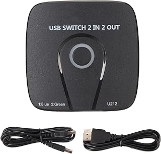 Sxhlseller USB Switch Selector, 2 in 2 Out USB Switcher for 2 Computers Share 2 USB Devices Mouse Keyboard Scanner Printer, 2 USB Cables Included