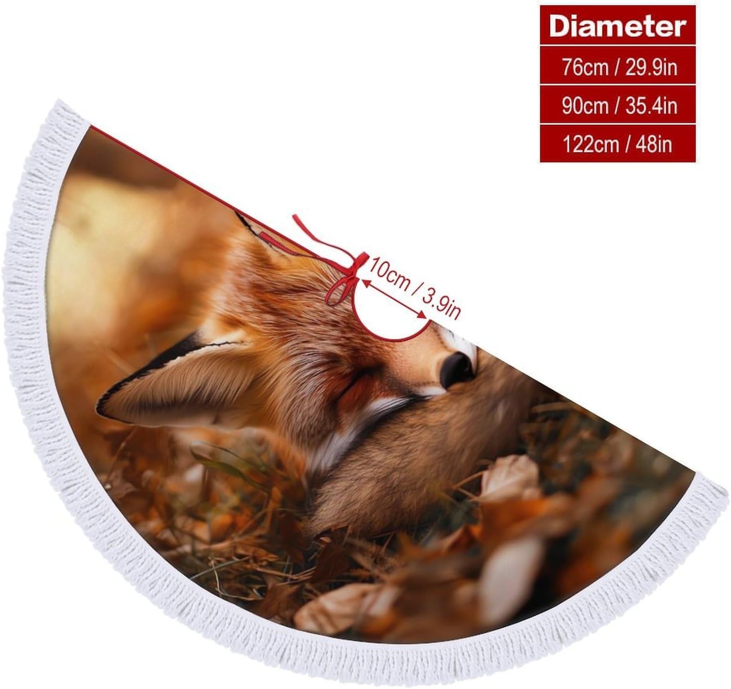 Forests Fox Christmas Tree Skirt Round Xmas Tree Mat Ornaments Tree Skirts with Tassels for Holiday Party