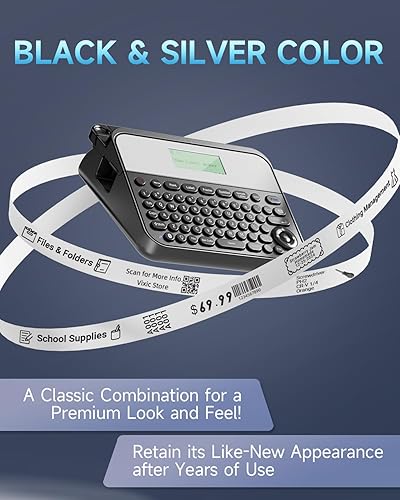Miniatura 5 de Vixic Máquina etiquetadora de 0.71 pulgadas, máquina etiquetadora con cinta de 34 pulgadas, D480BT Bluetooth Wide Label Makers de impresión grande