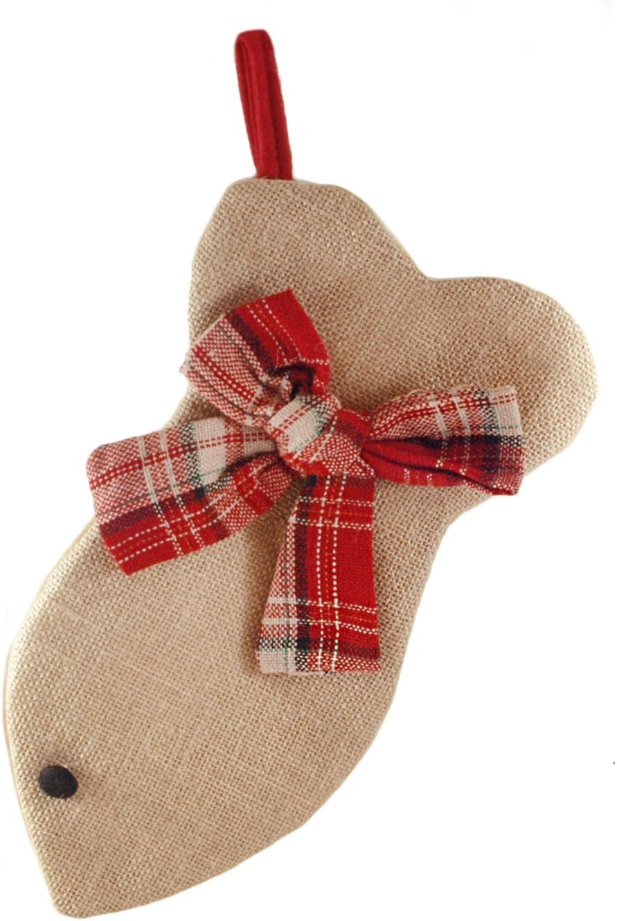 Gerson Kitty Cat Burlap Fish Hanging Stocking - 14"