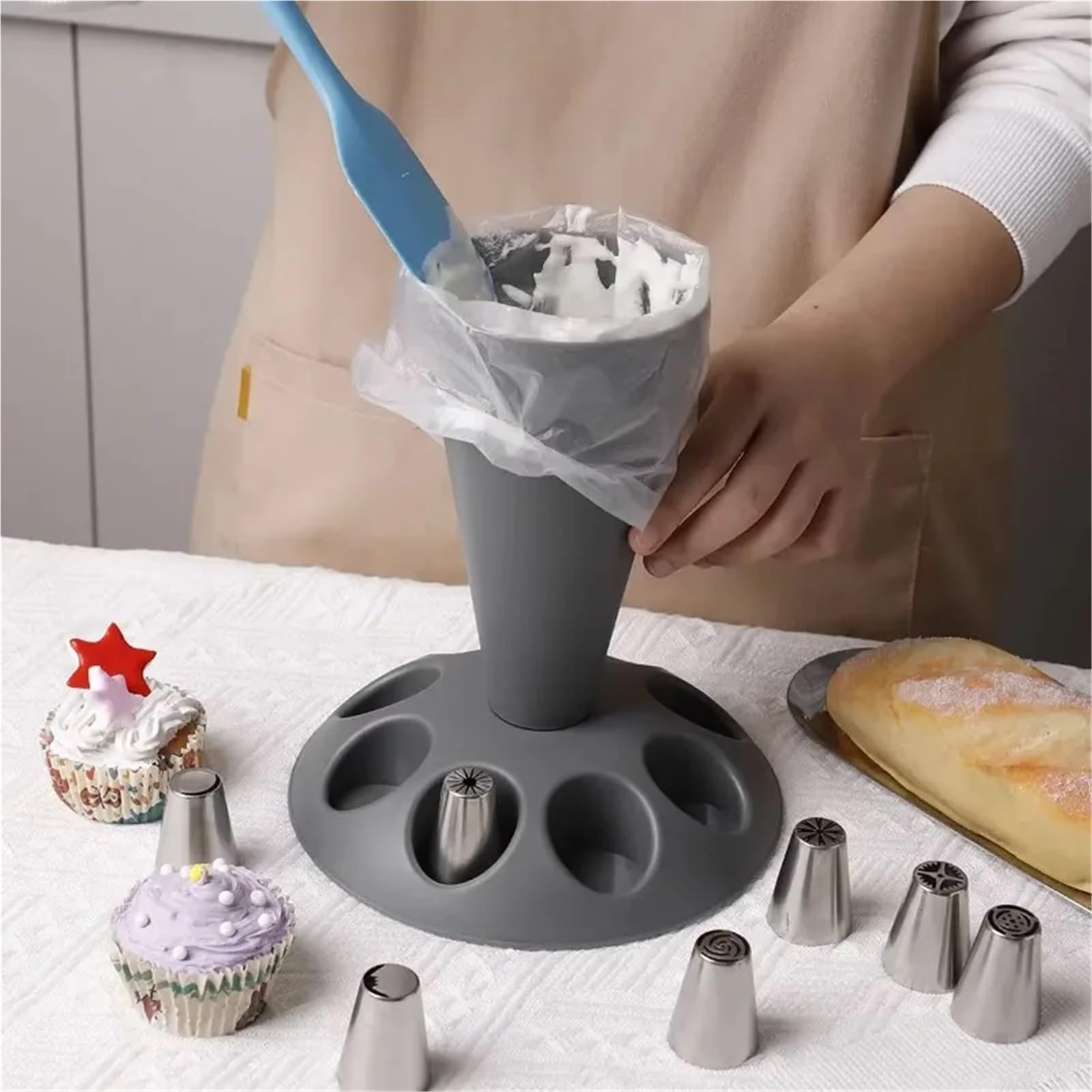Manga Pastelera Soporte for Manga pastelera, Organizador Auxiliar, Soporte for Boquilla, Utensilios de repostería for práctica.(Gray M Piping Bag)