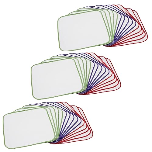 OsoCozy Toallitas de franela blanqueada para bebé, reutilizables y lavables, 100% algodón, suaves y duraderas, costuras coloridas, 8 x 8 pulgadas,