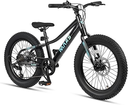Glerc Mars Kids Mountain Bike, 20 24 Inch Fat Tire Bike for Teen Ages 6-14 Year Old, Bicycle with 2.8-Inch Wide Tires and 6 Speed Drivetrain, Multiple Colors