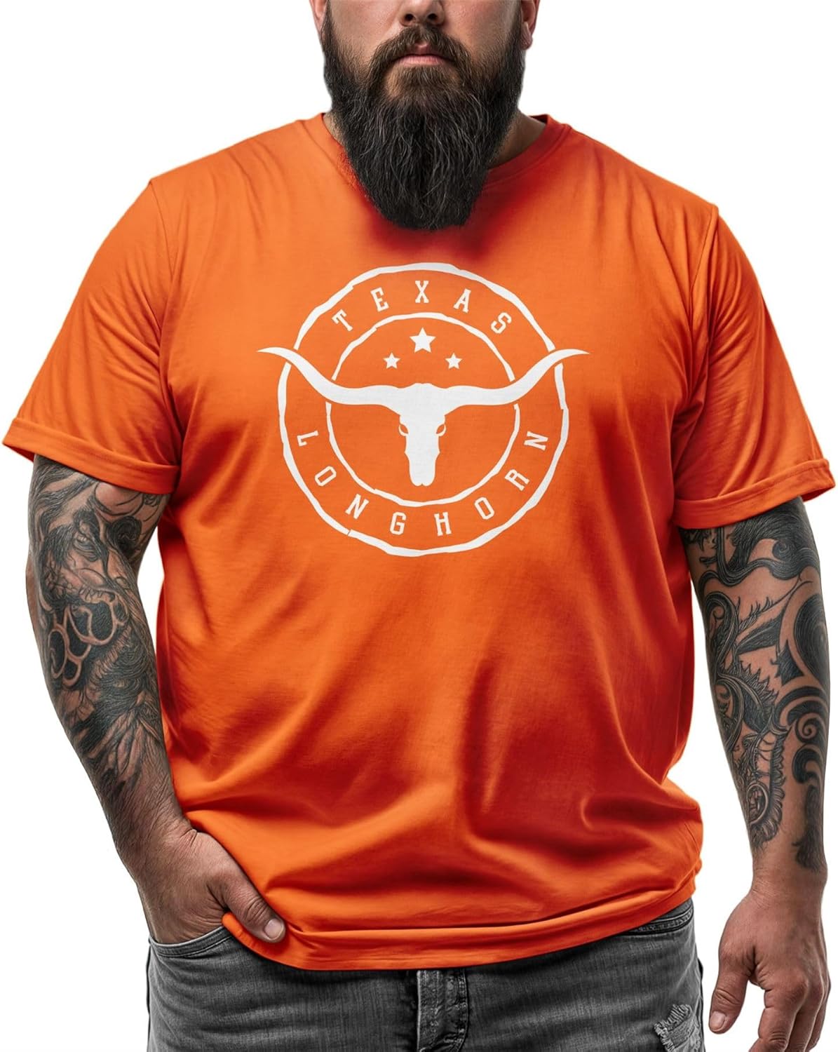 Texas Longhorn Logo Tshirt for Men, Unisex Short Sleeve Top, Classic Crewneck Top - Image 7