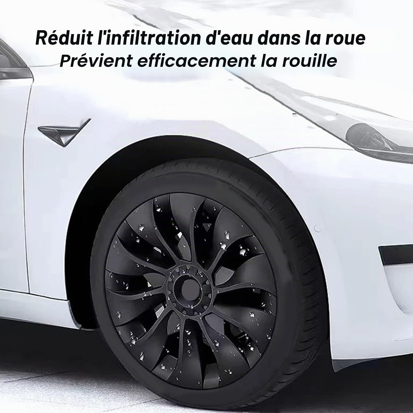 Capuchon de Moyeu de Roue, Enjoliveur de Roue Noir Mat de 18 Pouces, Couvre-jante de Voiture, Remplacement D'accessoires Extérieurs pour 2017‑2023