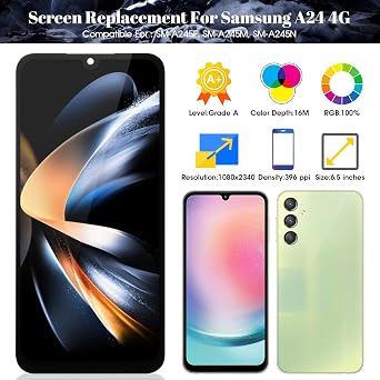 Incell LCD Screen for Samsung Galaxy A24 4g LCD A245 Display for SM-A245F,SM-A245M,SM-A245N LCD Display Touch Screen Digitizer Assembly Repair Parts with Tools (No Frame,Black)