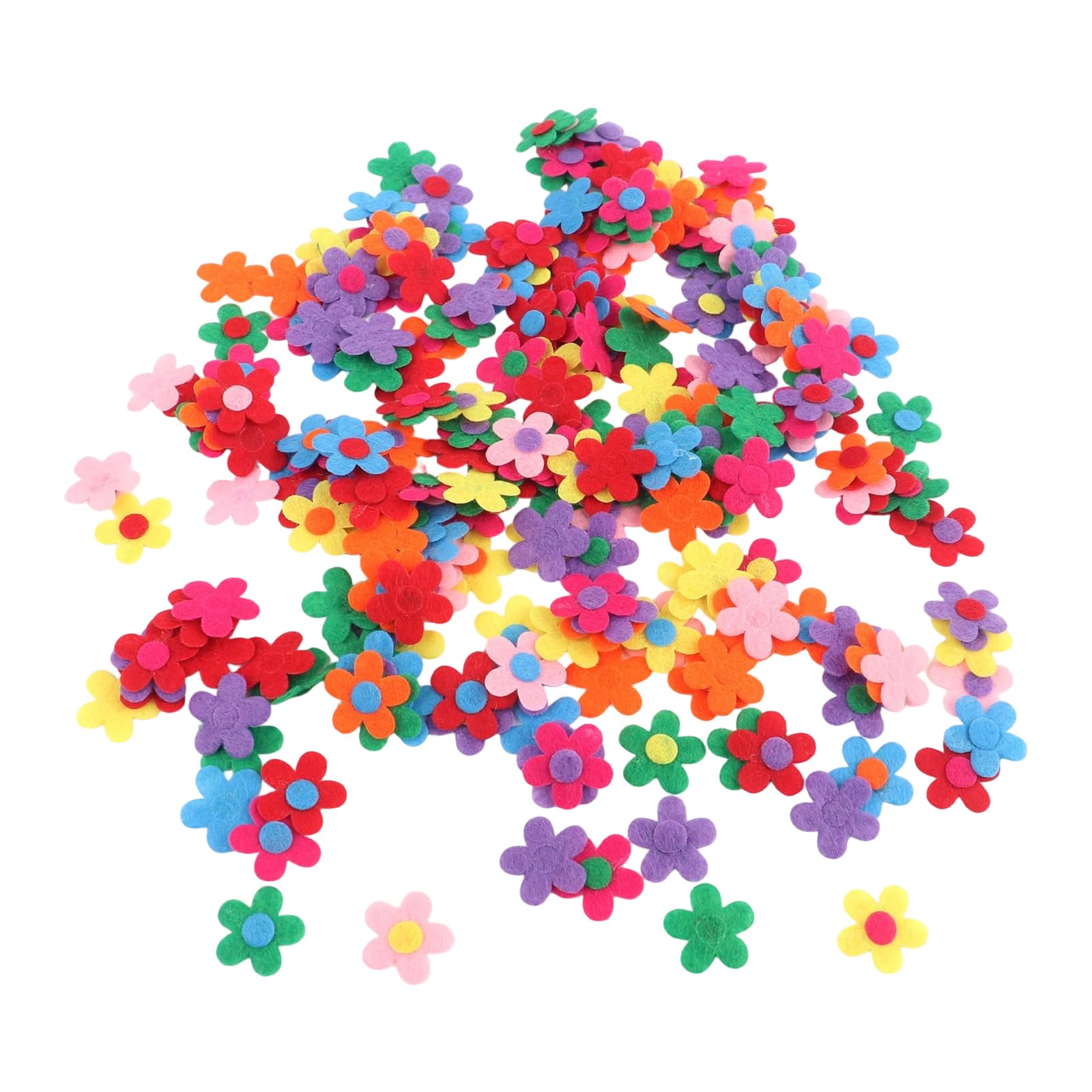 Jazuaiao 100Pcs Colorful Felt Flowers for Craft Clothing Embellishments Sewing Accessories 28mm Nonwoven Fabric Flower Sticker Holiday Decorations Felt Pieces