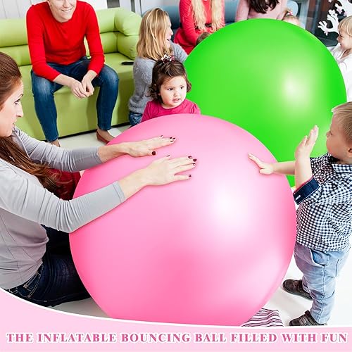 Miniatura 10 de Jenaai 2 bolas de rebote grandes de 30 pulgadas, bola de goma gigante inflable gigante para hacer ejercicio al aire libre, pelota de salto para