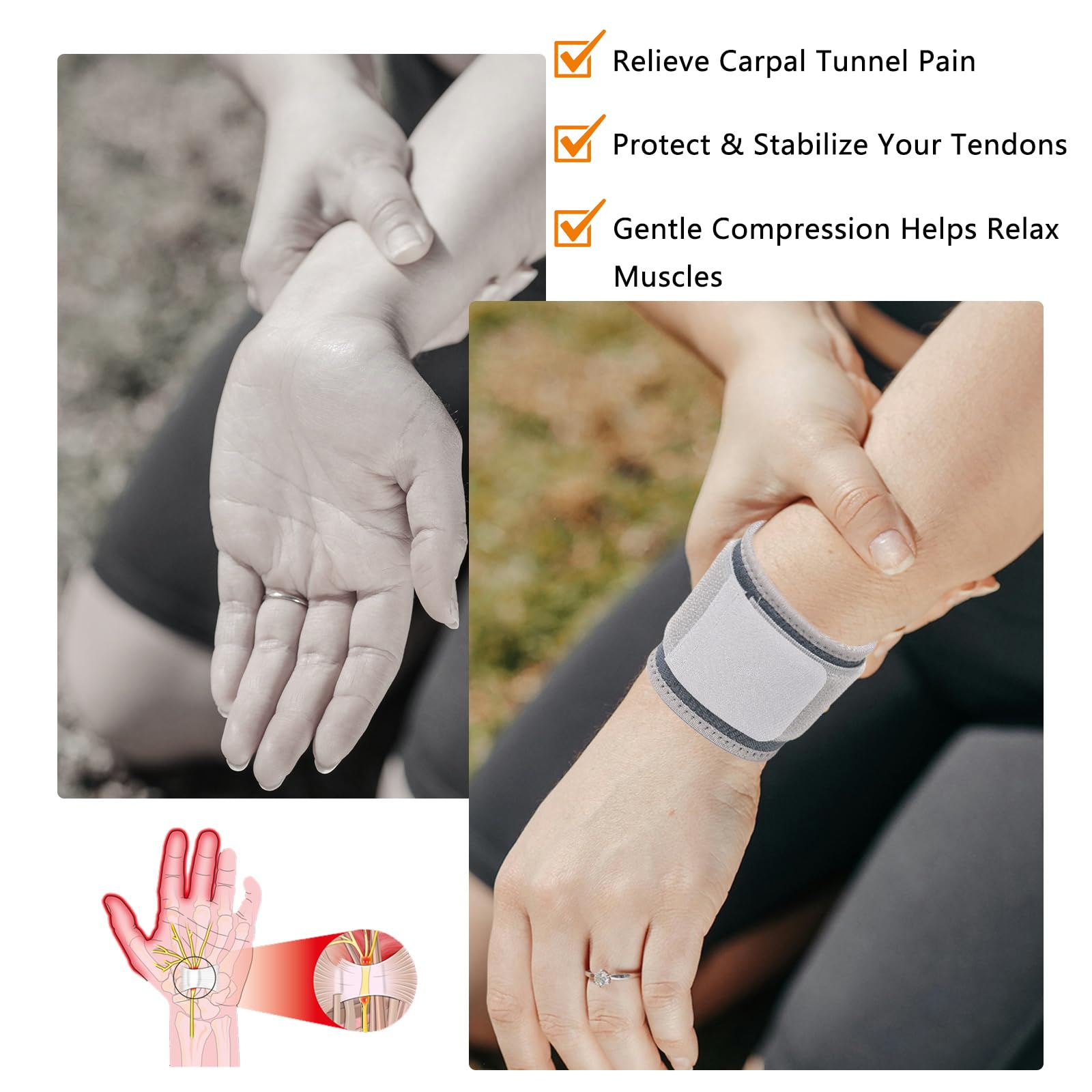 AMYONE Handgelenkbandage, Karpaltunnelsyndrom, Handgelenkbandage für Männer und Frauen, hochelastische Handgelenk-Kompressionsbandage für Fitnessstudio, Fitness, Sport, Schmerzlinderung, Levam